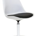 Tenzo 3303-424 TEQUILA - Designer Esszimmerstuhl Viva, Kunststoffschale mit Sitzkissen in Lederoptik, Untergestell Metall, pulverbeschichtet, 83 x 49 x 53 cm, weiß / schwarz