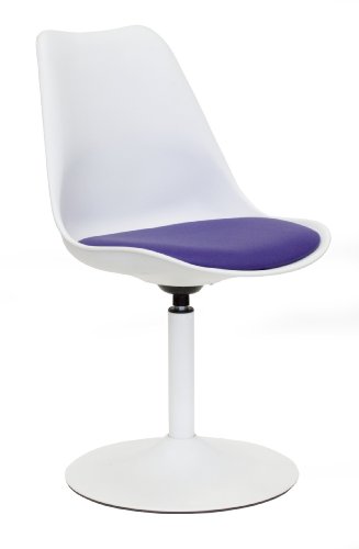 Tenzo 3303-440 TEQUILA - Designer Esszimmerstuhl Viva, Kunststoffschale mit Sitzkissen in Lederoptik, Untergestell Metall, pulverbeschichtet, 83 x 49 x 53 cm, weiß / violett