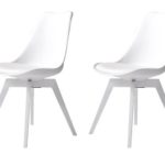 Tenzo 3317-801 Bess 2-er Set Designer Esszimmerstuhl, Kunststoffschale mit Sitzkissen in Lederoptik, Untergestell Birke, lackiert, 82 x 48 x 54 cm (H x B x T), weiß