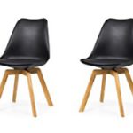 tenzo 3330-854 Tequila 4er-Set Designer Stühle Chloe, Plastik, schwarz/eiche, 54 x 48 x 82 cm