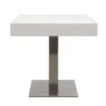 Tenzo 4805-001 Bloc - Designer Bistrotisch, Tischplatte 12 cm Wabe mit MDF-Beschichtung, weiß, lackiert, matt, Edelstahluntergestell, 77 x 80 x 80 cm (HxBxT)
