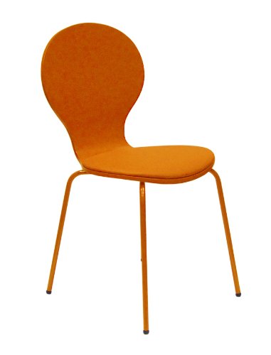 tenzo 610-017 FLOWER 4-er Set Designer Stühle, Schichtholz lackiert, matt, Sitzkissen in Lederoptik, Untergestell Metall, lackiert, 87 x 46 x 57 cm, orange