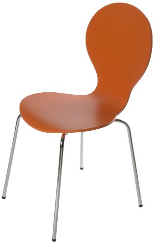 Tenzo 680-017 FLOWER 4-er Set Designer Stühle, Schichtholz lackiert, matt, Untergestell Metall, verchromt, 87 x 46 x 57 cm, orange