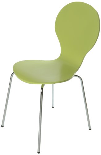 tenzo 680-026 FLOWER 4-er Set Designer Stühle, Schichtholz lackiert, matt, Untergestell Metall, verchromt, 87 x 46 x 57 cm, lime