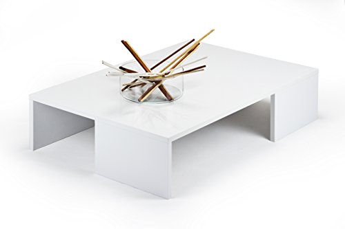 MOBILIFIVER Rachele Couchtisch, Holz, Weiß glänzend, 90 x 60 x 21 cm