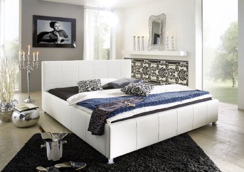XXS® Möbel Design Polsterbett 100 x 200 cm Kira in weiß abgestepptes Kopfteil teilzerlegt Füße Chrom Farben