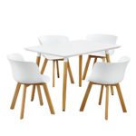 [en.casa]® Essgruppe - Esstisch mit 4 Stühlen Design - weiß - 120x80cm