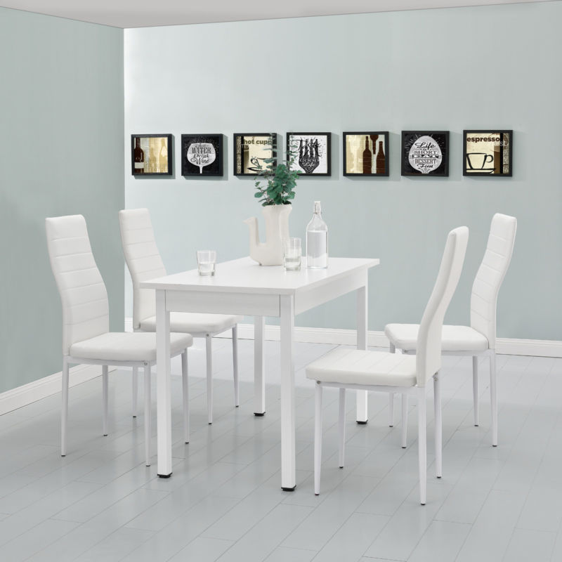 [en.casa]® Esstisch mit 4 Stühlen weiß 120x60cm Küchentisch Esszimmertisch Tisch