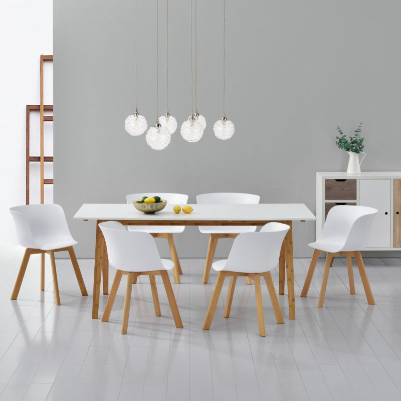 [en.casa]® Esstisch mit 6 Stühlen weiß 180x80 Küchentisch Esszimmertisch Küche