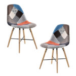 [en.casa]® Polstertuhl 2er-Set Patchwork Stuhl Holz bunt Design Retro Sessel