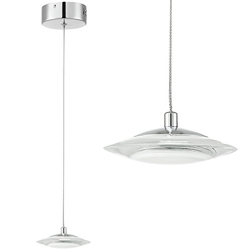 [lux.pro] LED Design Hängeleuchte Lampe Chrom Edelstahl Modern Glas Leuchtmittel Weiß
