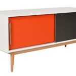 ts-ideen Sideboard Kommode Lowboard Ablage TV-Bank Weiss Orange Grau 120 x 55 cm