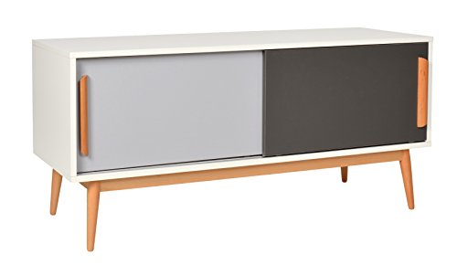 ts-ideen Sideboard Kommode Lowboard TV-Bank Weiss Grau Dunkelgrau 120 x 55 cm