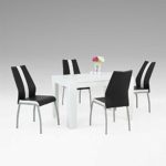 Esstisch mit Stühlen in Weiß Schwarz modern (5-teilig) Pharao24