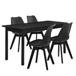 [en.casa] Esstisch schwarz 140cm x 60cm mit 4 Stühlen schwarz