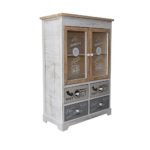 Rebecca Srl Sideboard Schrank 2 Türen 4 Schubladen Weiß Beige Retrò Küche Wohnzimmer (Code RE4479)