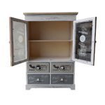 Rebecca Srl Sideboard Schrank 2 Türen 4 Schubladen Weiß Beige Retrò Küche Wohnzimmer (Code RE4479)