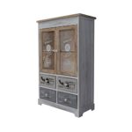 Rebecca Srl Sideboard Schrank 2 Türen 4 Schubladen Weiß Beige Retrò Küche Wohnzimmer (Code RE4479)