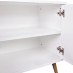 FineBuy Sideboard mit 2 Türen Skandinavisches Retro Design 80 x 70 x 40 cm | SCANIO Weiß Grau | Kommode - Holz Griffe & Beine Eiche