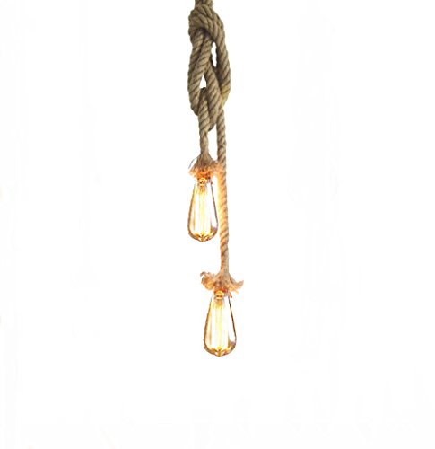 Lixada Vintage Seil Hängelampe 150cm(75cm+75cm)Pendelleuchte AC220V E27 (ohne Birne)