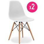 Trendige Stühle, Retro-Look, 2 Stück, Weiß Trendige Stühle, Retro-Look, 2 Stück, Weiß