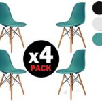 due-home (Nordik) – Pack 4 Stühle Tower, Stuhl Replica Eames Finish in Buche, Maße: 47 cm breit x 56 cm tief x 81 cm Höhe türkis