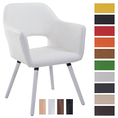 CLP Besucher-Stuhl AUCKLAND mit Armlehne, max. Belastbarkeit 160 kg, Holz-Gestell, Kunstleder-Bezug, Sitzfläche gepolstert, mit Bodenschonern Weiß, Gestellfarbe: Weiß CLP Besucher-Stuhl AUCKLAND mit Armlehne, max. Belastbarkeit 160 kg, Holz-Gestell, Kunstleder-Bezug, Sitzfläche gepolstert, mit Bodenschonern Weiß, Gestellfarbe: Weiß