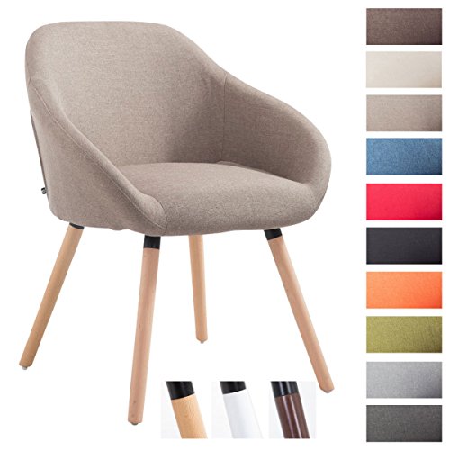 CLP Besucher-Stuhl HAMBURG mit Armlehne, max. Belastbarkeit 150 kg, Holz-Gestell, Stoff-Bezug, Sitzfläche gepolstert, mit Bodenschonern, Taupe, Gestellfarbe: Natura CLP Besucher-Stuhl HAMBURG mit Armlehne, max. Belastbarkeit 150 kg, Holz-Gestell, Stoff-Bezug, Sitzfläche gepolstert, mit Bodenschonern, Taupe, Gestellfarbe: Natura