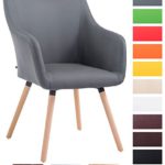 CLP Design Besucher-Stuhl MCCOY V2 mit Kunstlederbezug, max. Belastbarkeit 160 kg, Esszimmerstuhl mit Holzgestell, gepolstert Grau, Gestellfarbe: natura
