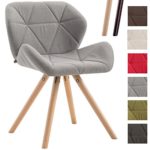 CLP Design Retrostuhl TYLER mit hochwertiger Polsterung und Stoffbezug | Esszimmerstuhl mit stabilem Buchenholzgestell (rund) und einer Sitzhöhe von 42 cm Hellgrau, Gestellfarbe: Natura
