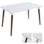 CLP Ess-Tisch BJARNE, eckig, Holz-Beine, 120 x 80 cm, Design, mit Bodenschoner, Tischplatte: weiß / Gestell: cappuccino