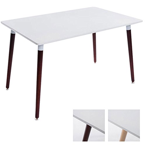 CLP Ess-Tisch BJARNE, eckig, Holz-Beine, 120 x 80 cm, Design, mit Bodenschoner, Tischplatte: weiß / Gestell: cappuccino