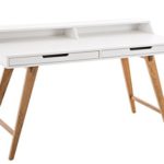 CLP Schreibtisch EATON aus MDF & Eichenholz, 2 Schubladen, große Arbeitsfläche 140 x 60 cm