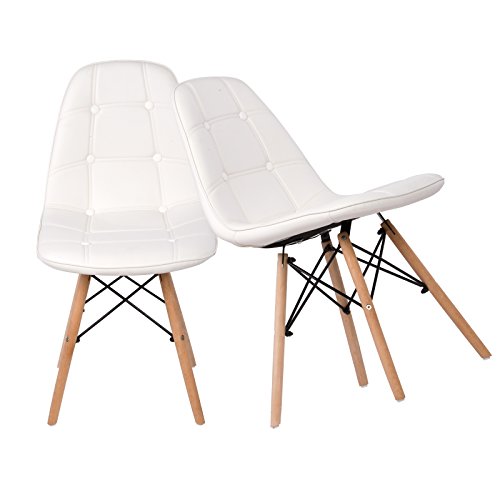 2er Set Küchenstühle / Esszimmerstühle Retro Design Kunstleder weiß 2er Set Küchenstühle / Esszimmerstühle Retro Design Kunstleder weiß