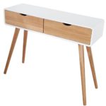 Design Retro Konsole SCANDINAVIA weiß Eiche 100cm mit 2 Schubladen Konsolentisch Tisch Beistelltisch