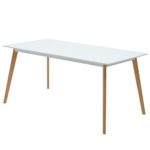 Esstisch Weiß 160 x 80 cm Holzbeine Esszimmertisch Tisch Retro Retrolook Skandinavisch