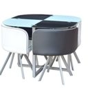Kosy Koala Platz Farbton: Neue Retro Tempered Glas Esstisch mit 4 bunten Gepolsterte Premium Qualität Stühle, Autositze Design, verschiedene Farben erhältlich schwarz / weiß