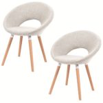 MCTECH® 2x Stuhl Esszimmerstühle Esszimmerstuhl Stuhlgruppe Konferenzstuhl Küchenstuhl Armlehne Büro mit Massivholz Eiche Bein (Type D, Beige)