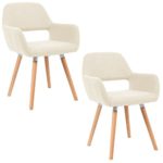 MCTECH® 2x Stuhl Esszimmerstühle Esszimmerstuhl Stuhlgruppe Konferenzstuhl Küchenstuhl Armlehne Büro mit Massivholz Eiche Bein (Type E, Beige)
