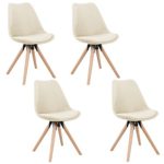 MCTECH® 4er Set Esszimmerstühle Besucher-Stuhl Esszimmerstuhl Wohnzimmerstuhl Stuhlgruppe Konferenzstühle Bürostuhl Küchenstuhl Büro Sofas (Beige)