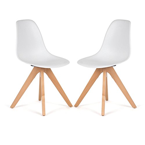 Makika Retro Stuhl Design Stuhl Esszimmerstühle Bürostuhl Wohnzimmerstühle Lounge Küchenstuhl Sitzgruppe 2er Set aus Kunststoff mit Rückenlehne BEEZ UP in Weiß Makika Retro Stuhl Design Stuhl Esszimmerstühle Bürostuhl Wohnzimmerstühle Lounge Küchenstuhl Sitzgruppe 2er Set aus Kunststoff mit Rückenlehne BEEZ UP in Weiß