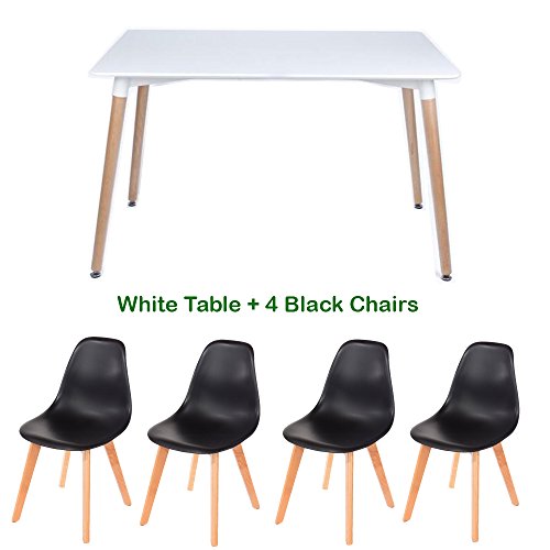 P & N Homewares® Rico Esstisch und Stühle Set 4 Stühlen und 1 Esstisch Retro und Moderne Esszimmergarnitur weiß schwarz und grau Stühle Modern schwarz