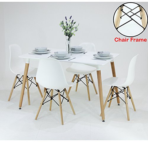 P & N Homewares®, Romano Moda Esstisch-Set mit Retro-inspiriertem Stuhl und Tisch, Farbe weiß oder grau, mit modernem Esstisch-Set weiß