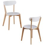 WOHNLING 2er Set Esszimmerstühle MDF Weiß Design Holz-Stühle retro Küchenstühle skandinavisch Essstühle Sitzmöbel Retrostyle elegant Stuhlset nordisch Küchenmöbel Holzbeine Designerstuhl zweifarbig
