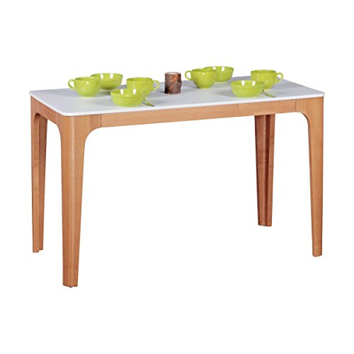 WOHNLING Esszimmertisch 120 x 76 x 60 cm aus MDF Holz | Esstisch mit Tischplatte in weiß | Robuster Küchen-Tisch im Retro Stil | Holz-Tisch in skandinavischem Design | Untergestell in Eschefurnier