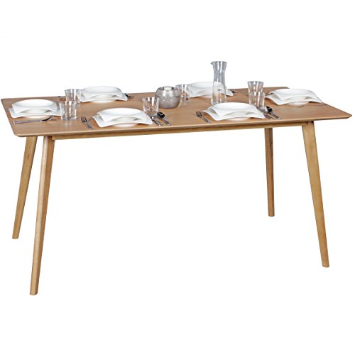 WOHNLING Esszimmertisch 160 x 76 x 90 cm aus MDF Holz | Esstisch mit quadratischer Tischplatte | Robuster Küchen-Tisch im Retro Stil | Holz-Tisch in skandinavischem Design | Tisch in Eichenfurnier