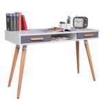WOHNLING Schreibtisch MDF Retro Holztisch 120cm breit Schubladen weiß Büro-Tisch Design Skandinavisch Computertisch stylisch Schubladentisch norwegisch PC-Schreibtisch eckig Sekretär Bürotisch