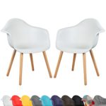 WOLTU 2 x Esszimmerstühle Esszimmerstuhl Sitzgruppe mit Lehne Stuhl Küchenstuhl Holz Neu Design Weiß BH37ws-2-a