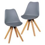 Wohnling 2er Set Retro Esszimmer-Stuhl ohne Armlehne Sitzfläche Kunstleder Küchenstuhl mit Lehne aus Kunststoff und 4 Holz Beinen Skandinavisches Design Essstuhl, Lederimitat, grau, 48 x 42 x 87 cm Wohnling 2er Set Retro Esszimmer-Stuhl ohne Armlehne Sitzfläche Kunstleder Küchenstuhl mit Lehne aus Kunststoff und 4 Holz Beinen Skandinavisches Design Essstuhl, Lederimitat, grau, 48 x 42 x 87 cm