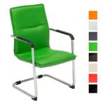 CLP Freischwinger-Stuhl mit Armlehne SEATTLE, Besucherstuhl, Konferenzstuhl gepolstert Grün